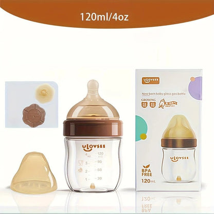 4oz,8oz High Borosilicate Glass Baby Bottles, Wide - Neck Feeding Bottle with Bottom Air Balance Hole/Valve, Glass Milk Bottle - Accessoires de sorties pour bébés