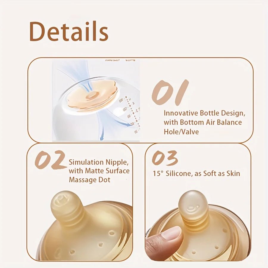 4oz,8oz High Borosilicate Glass Baby Bottles, Wide - Neck Feeding Bottle with Bottom Air Balance Hole/Valve, Glass Milk Bottle - Accessoires de sorties pour bébés