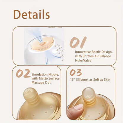4oz,8oz High Borosilicate Glass Baby Bottles, Wide - Neck Feeding Bottle with Bottom Air Balance Hole/Valve, Glass Milk Bottle - Accessoires de sorties pour bébés