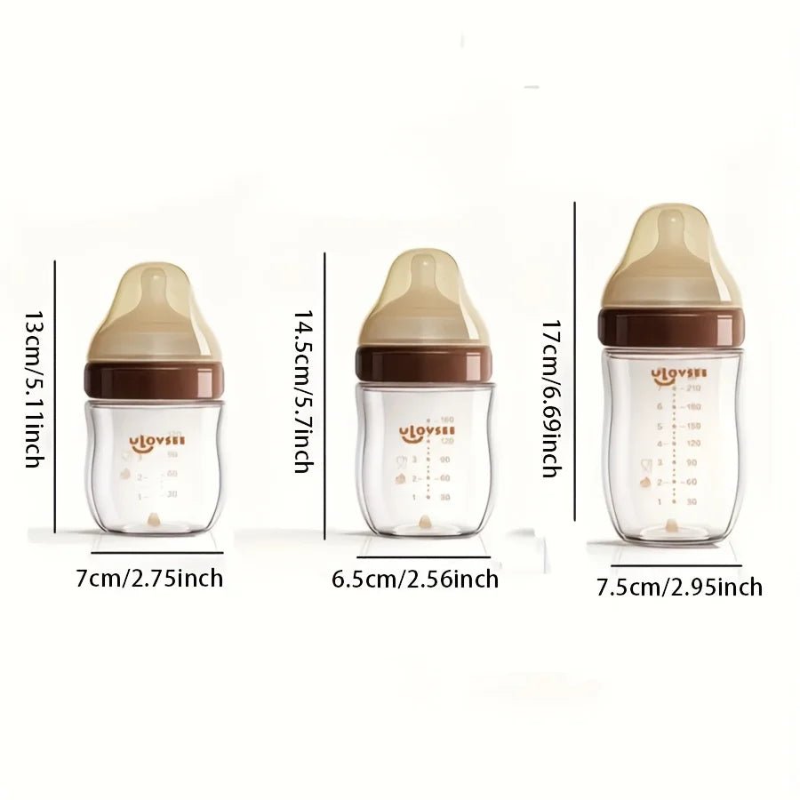 4oz,8oz High Borosilicate Glass Baby Bottles, Wide - Neck Feeding Bottle with Bottom Air Balance Hole/Valve, Glass Milk Bottle - Accessoires de sorties pour bébés