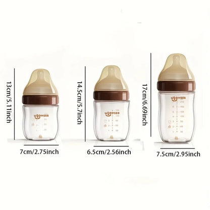 4oz,8oz High Borosilicate Glass Baby Bottles, Wide - Neck Feeding Bottle with Bottom Air Balance Hole/Valve, Glass Milk Bottle - Accessoires de sorties pour bébés