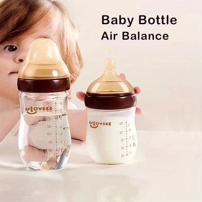 4oz,8oz High Borosilicate Glass Baby Bottles, Wide - Neck Feeding Bottle with Bottom Air Balance Hole/Valve, Glass Milk Bottle - Accessoires de sorties pour bébés