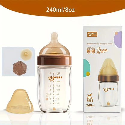 4oz,8oz High Borosilicate Glass Baby Bottles, Wide - Neck Feeding Bottle with Bottom Air Balance Hole/Valve, Glass Milk Bottle - Accessoires de sorties pour bébés