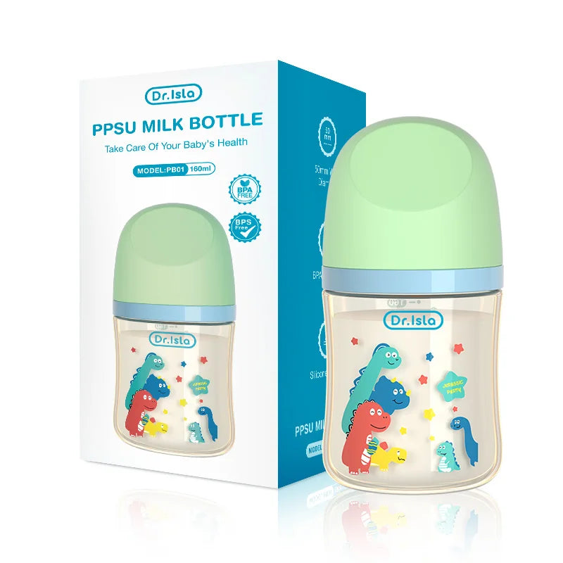 MAMIJOY 160/240ML PPSU Baby Bottle Double Handle Infant Drop-proof Baby Wide-caliber Milk Bottle Newborn Feeding Bottle BPA Free