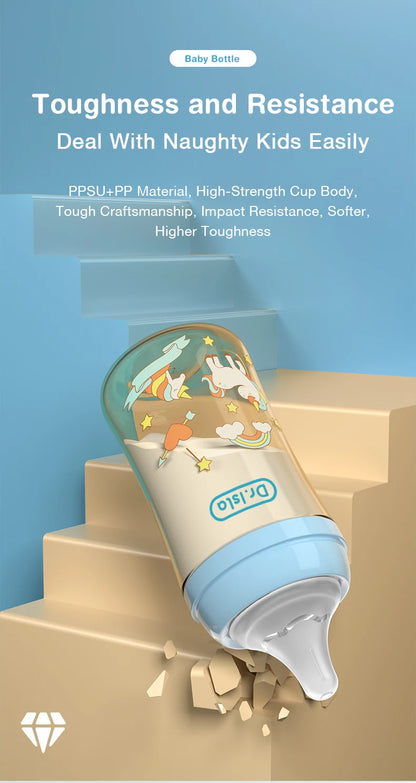 MAMIJOY 160/240ML PPSU Baby Bottle Double Handle Infant Drop-proof Baby Wide-caliber Milk Bottle Newborn Feeding Bottle BPA Free