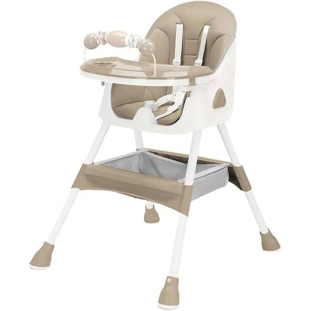 Foldable Baby High Chair 6 Months Plus, with Large Antislip Pad & ToyRack, Easy to Clean Feeding , E500