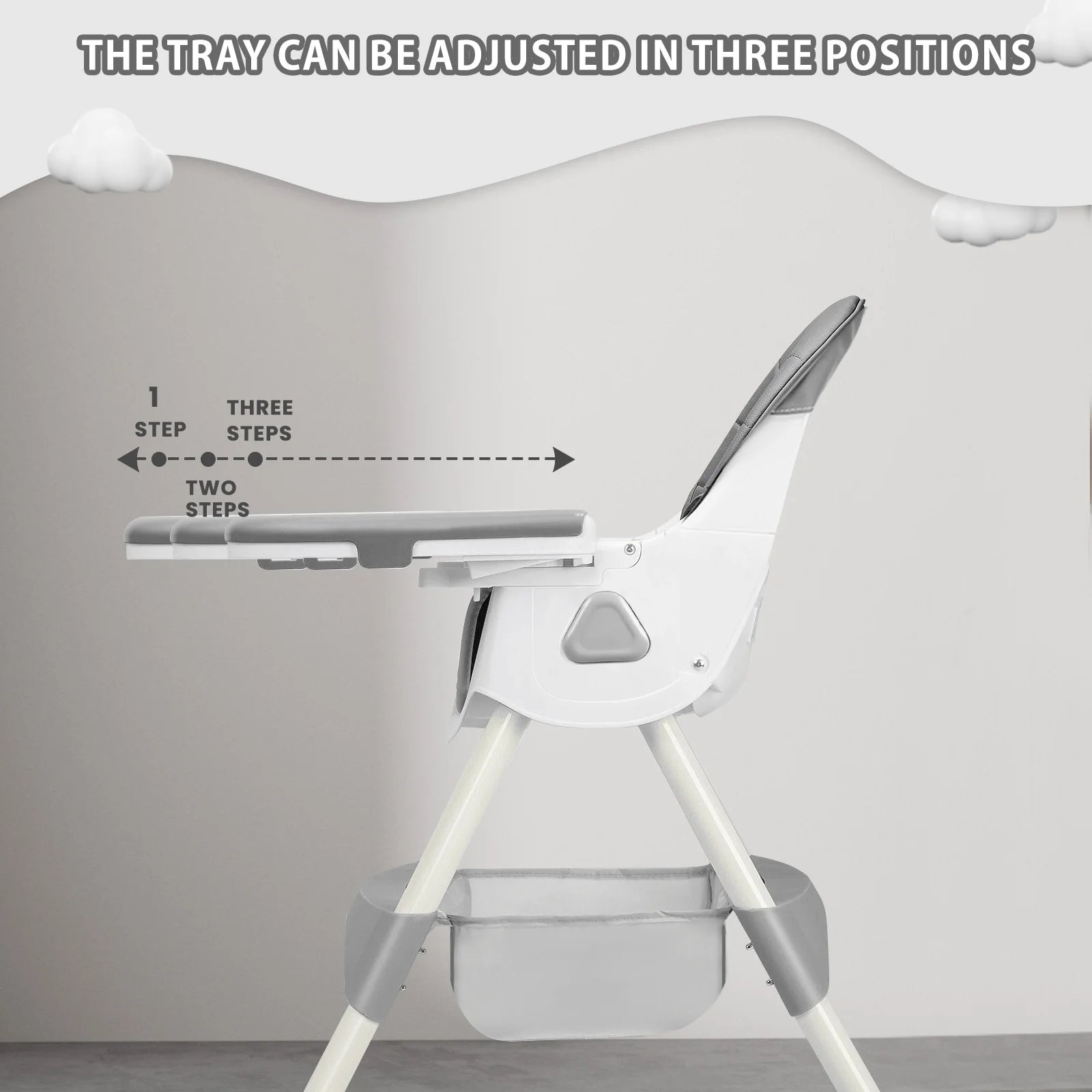 Foldable Baby High Chair 6 Months Plus, with Large Antislip Pad & ToyRack, Easy to Clean Feeding , E500 - Accessoires de sorties pour bébés