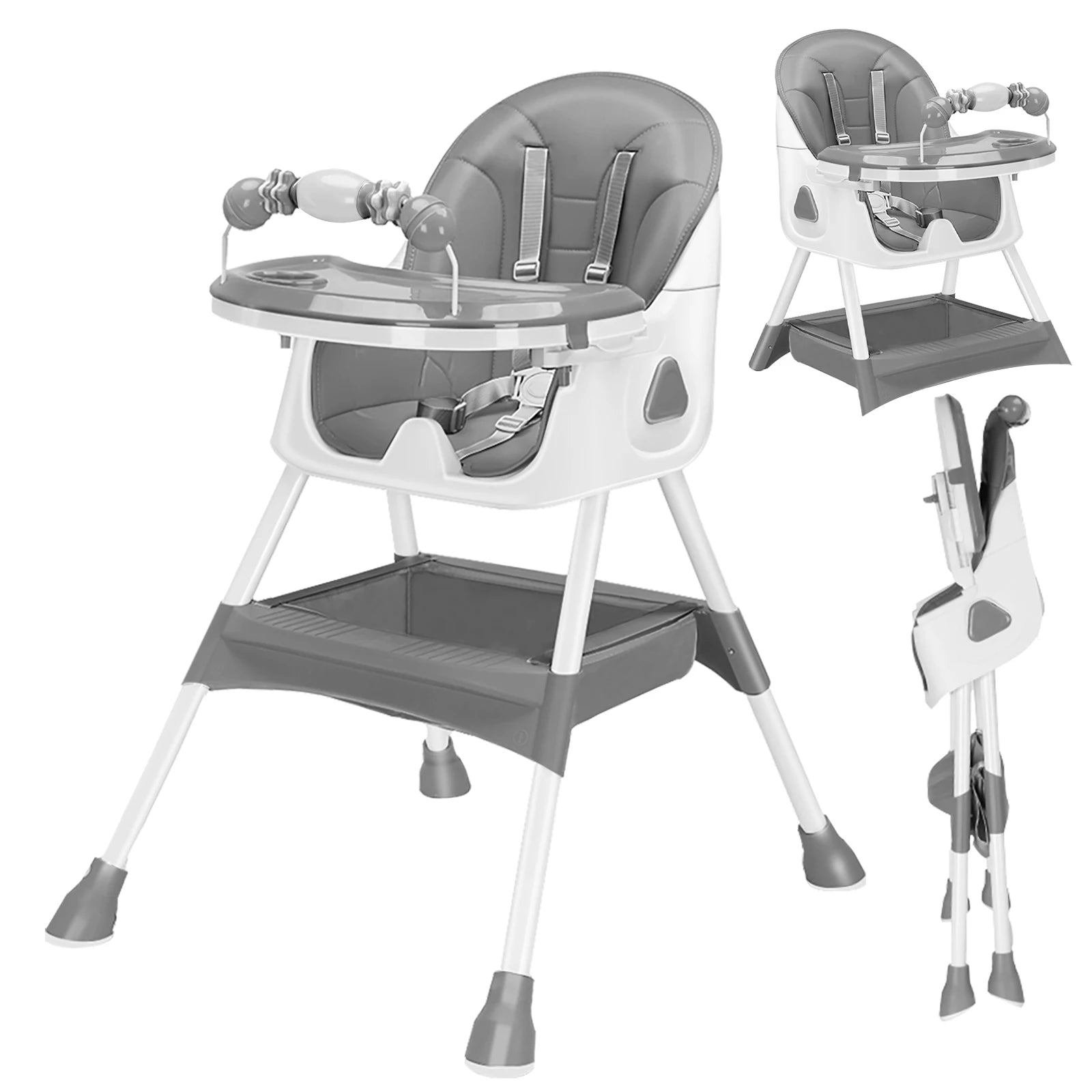 Foldable Baby High Chair 6 Months Plus, with Large Antislip Pad & ToyRack, Easy to Clean Feeding , E500 - Accessoires de sorties pour bébés