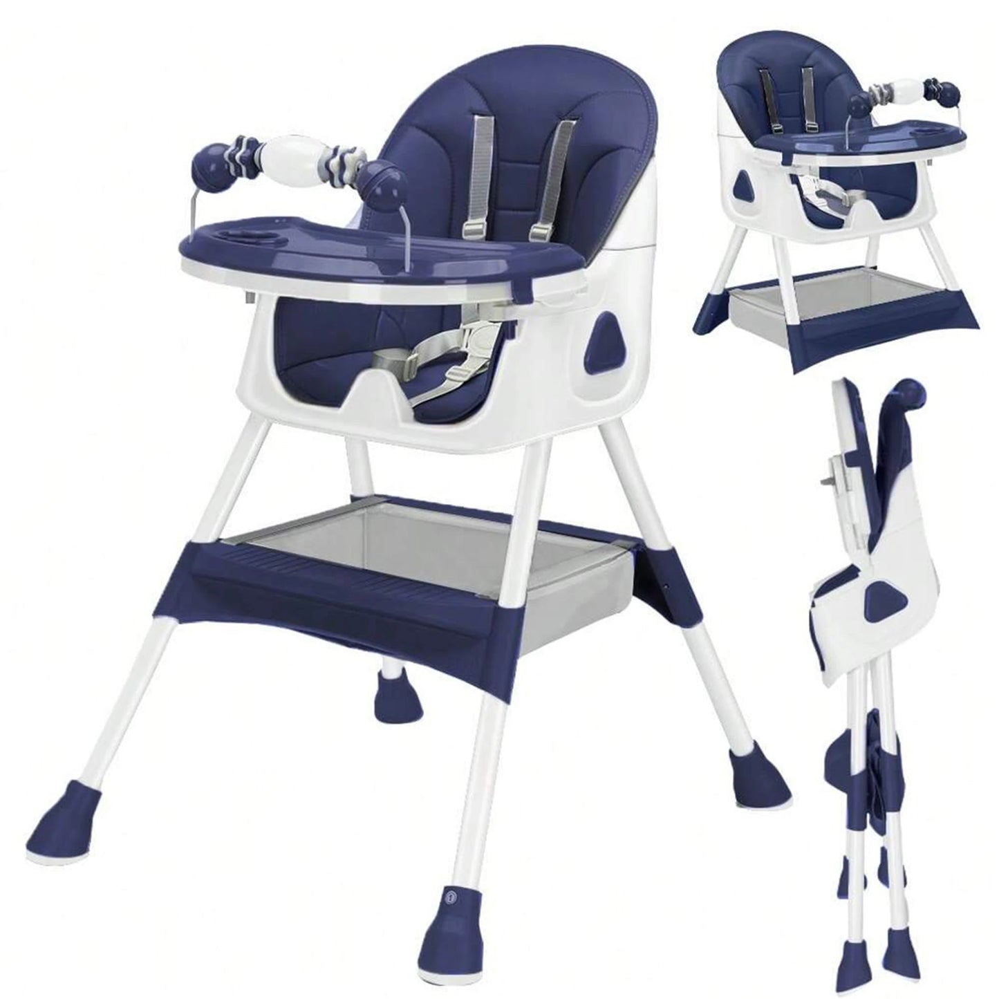 Foldable Baby High Chair 6 Months Plus, with Large Antislip Pad & ToyRack, Easy to Clean Feeding , E500 - Accessoires de sorties pour bébés