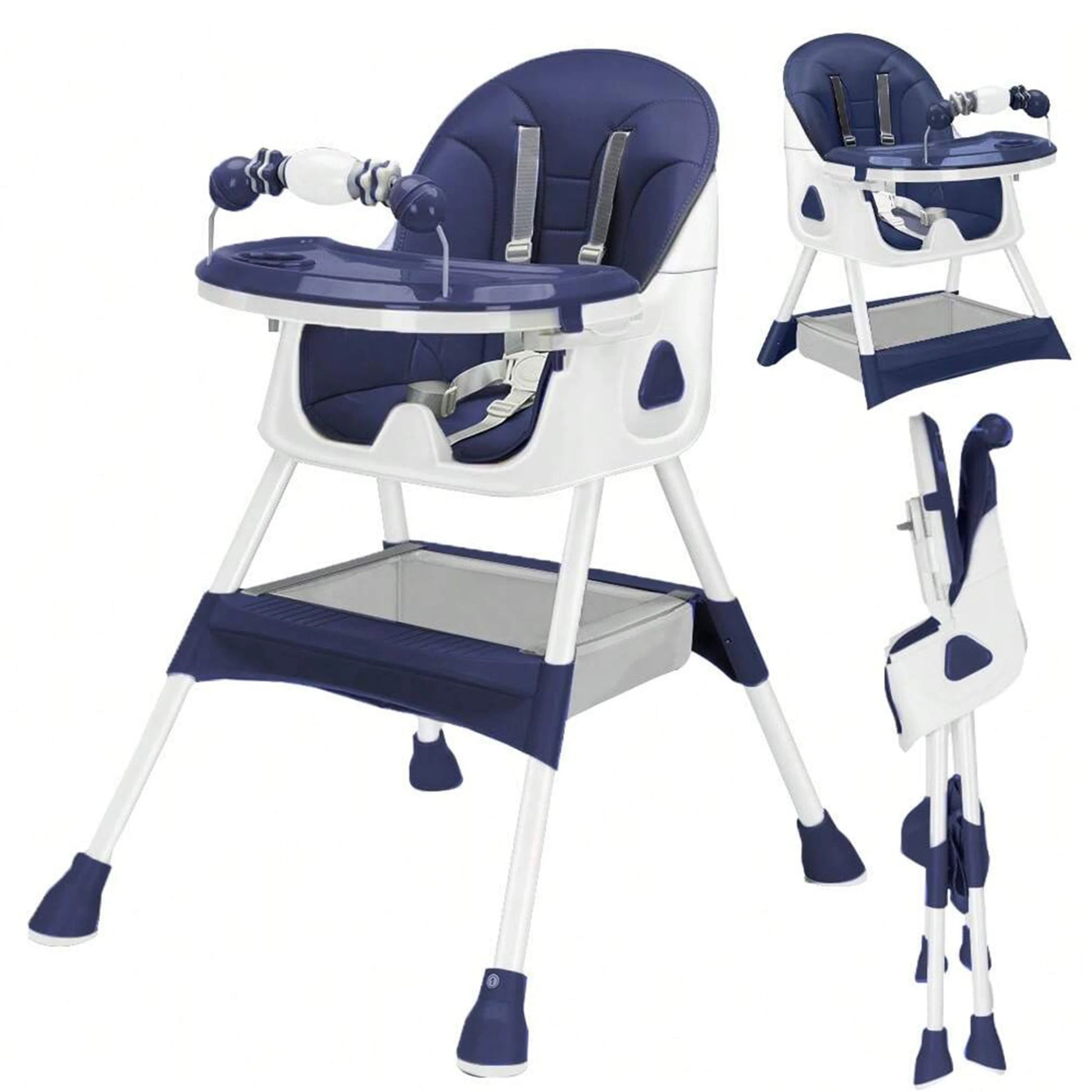 Foldable Baby High Chair 6 Months Plus, with Large Antislip Pad & ToyRack, Easy to Clean Feeding , E500 - Accessoires de sorties pour bébés