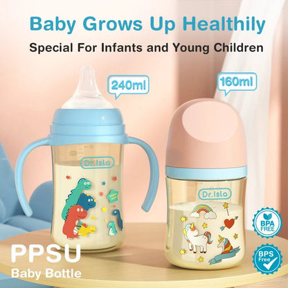 MAMIJOY 160/240ML PPSU Baby Bottle Double Handle Infant Drop - proof Baby Wide - caliber Milk Bottle Newborn Feeding Bottle BPA Free - Accessoires de sorties pour bébés